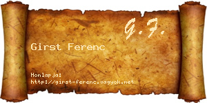 Girst Ferenc névjegykártya